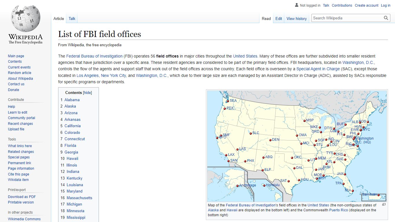 List of FBI field offices - Wikipedia