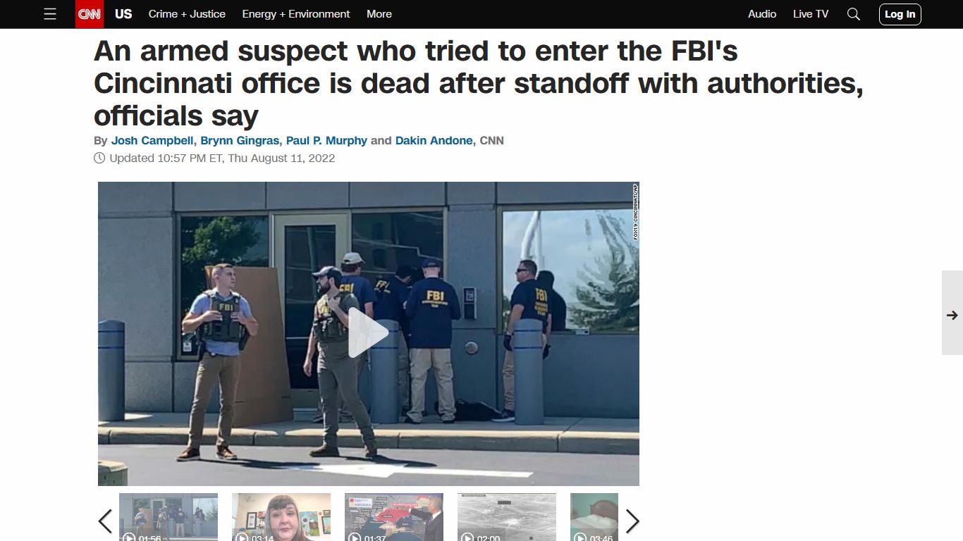 An armed suspect who tried to enter the FBI's Cincinnati office is dead ...